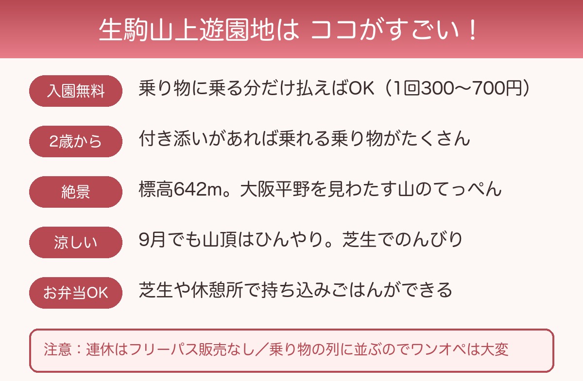 生駒山上遊園地のメリットまとめ