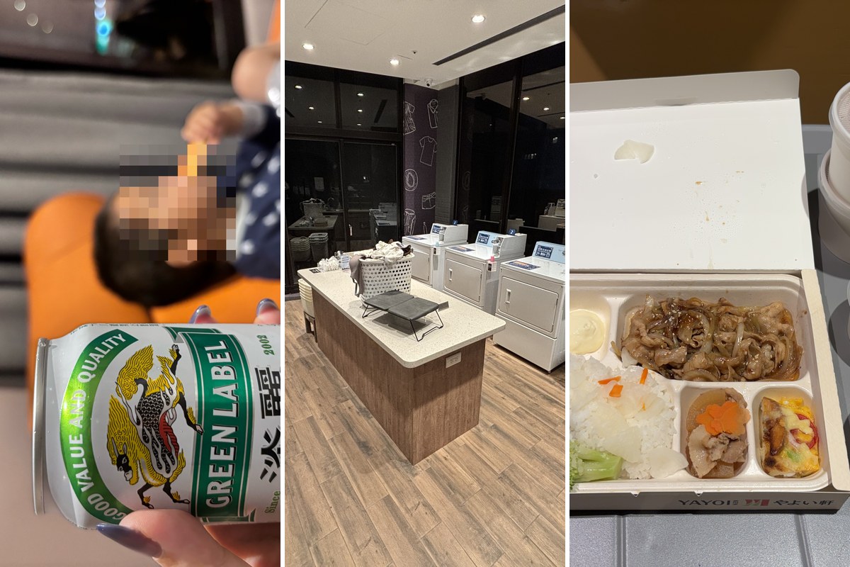 子どもが寝たあとのホテルの夜（台湾ビール・コインランドリー・Uber Eatsのお弁当）